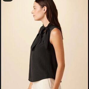 Amour Vert Olive Green Leyna Sleeveless Tie Front Blouse 100% Silk M Medium